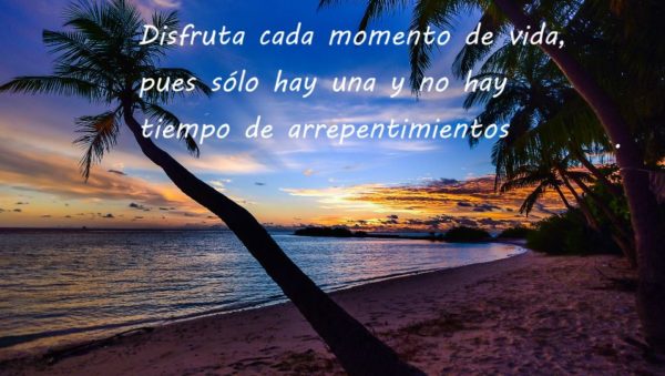 Disfruta cada momento de vida, pues sólo hay una y no hay tiempo de arrepentimientos.