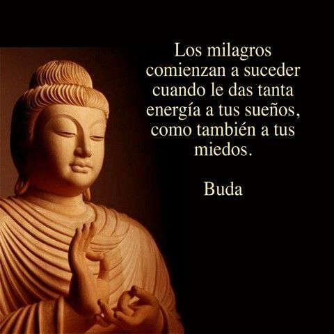 Los milagros comienzan a suceder cuando le das tanta energía a tus sueños, como también a tus miedos - Buda.